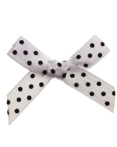 White Bow Black Polka Dot Ribbon Bows (7mm wide)