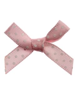 Pink Bow White Polka Dot Ribbon Bows (7mm wide)