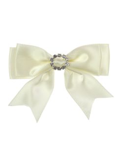 Ivory Ribbon Bows 25mm with Oval Diamante Buckle