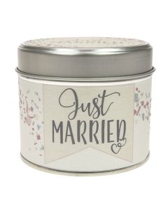 Just Married Tin Candle 