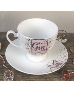 Gin/Drink Me Bone China Tea Cup and Saucer