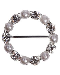 Circle Pearl and Diamante Buckle (Large)