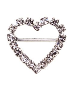 Heart Diamante Buckle - (Small) Horizontal Bar 