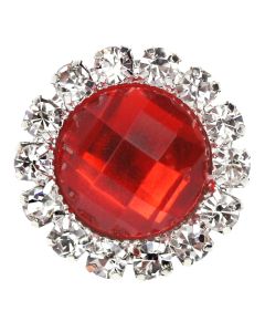 Diamante Gem Circle Poppy Red Embellishment