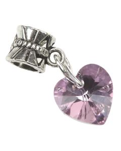Crystal Heart Charm - Pale Pink - 