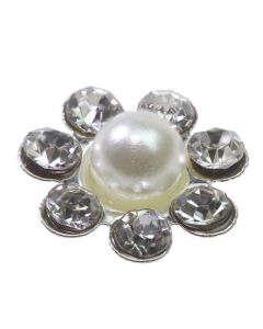 Daisydoo Diamante and Pearl Flower Embellishment - Side View Zoom