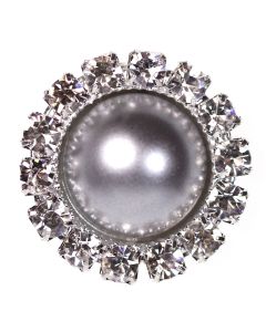 Diamante Pearl Circle - Silver Embellishment