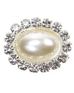 Diamante Pearl Oval Embellishment