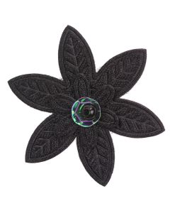 Black Embroidered Pointed Daisy Embellishment