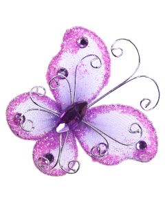 Lilac Glitter Edged Jewel Butterflies