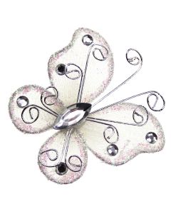 ridescent White Glitter Edged Jewel Butterflies
