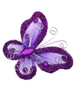 Purple Glitter Edged Jewel Butterflies