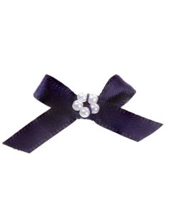 Navy Ribbon Bow and Pearl Cluster