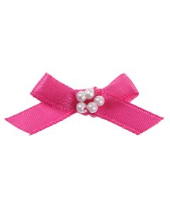 Cerise Ribbon Bow and Pearl Cluster 