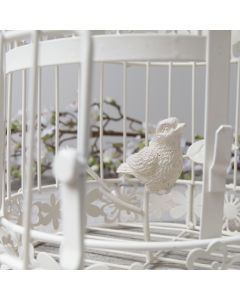 Ivory Birdcage with decorative bird inside