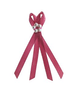 Dusky Pink Double Ribbon Bow with Pearl Cluster