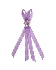 Lilac Double Ribbon Bow with Pearl Cluster