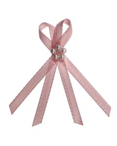 Pale Pink Double Ribbon Bow with Pearl Cluster