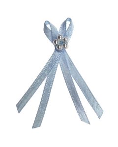 Pale Blue Double Ribbon Bow with Pearl Cluster