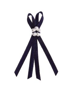Navy Double Ribbon Bow with Pearl Cluster