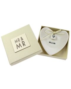 Boxed Large 'Mr & Mr' Heart Ring Dish