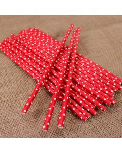 Polka Dot Red Paper Straws
