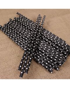 Polka Dot Black Paper Straws