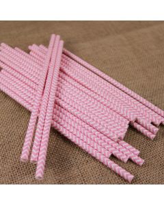 Powder Pink Chevron Paper Straws