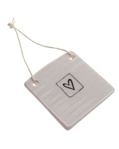 Square with Heart Ceramic Tag