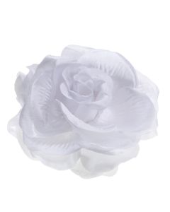 Garbo White Decorative Fabric Flower Clip