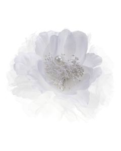 Hepburn White Decorative Fabric Flower Clip