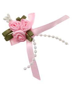 Pink Rose Ribbons with Bead Sprays