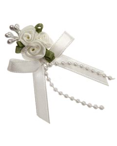 Ivory Rose Ribbons with Bead Sprays