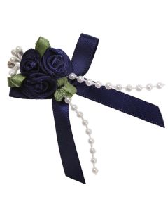 Navy Rose Ribbons with Bead Sprays 