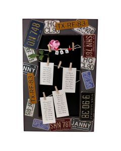 Number Plate Chalkboard with Pegs - Wedding Table Plan