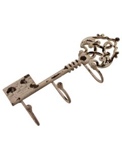 Distressed Metal Key with 3 Hooks