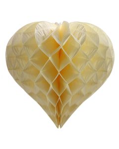 Large Heart-Shaped Cream Honeycomb Paper Decoration
