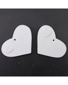 Ceramic Tags (Hearts Large) - Pack of 2