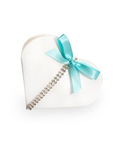 White Silk* Heart Favour Box (Pack of 10) 