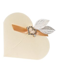 Ivory Silk* Heart Favour Box (Pack of 10)