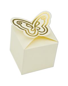 Square Favour Box - Pack of 10 - Ivory Silk Butterfly