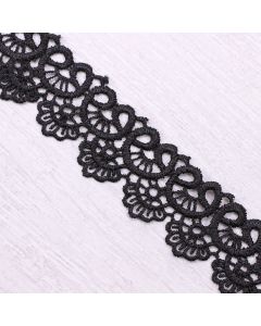 35mm Black Guipure Scalloped Lace (4.5m pack)