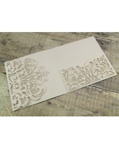 Baroque Pocketfold Chalk Calico Laser Cut Invitation