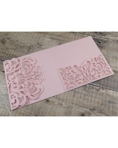 Baroque Pocketfold Chalk Pink Laser Cut Invitation