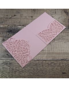 Aspen Pocketfold Chalk Pink Laser Cut Invitation 