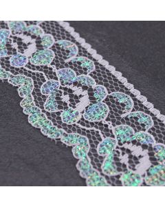 30mm Wide White Iridescent Vintage Style Lace 