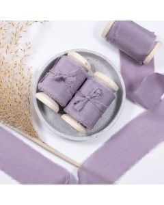 Pure Silk Frayed Edge Lavender 38mm Ribbon