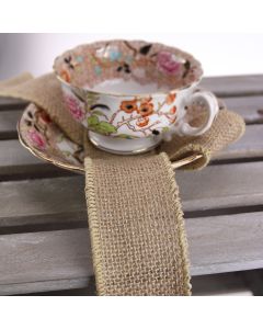 Wired Hessian Ribbon - 50mm Wide - Natural