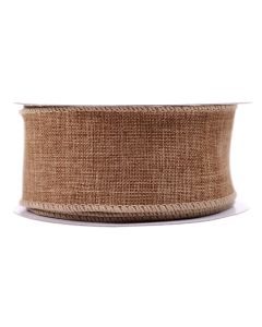 Wired Hessian Ribbon - 50mm Wide - Natural