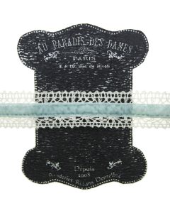 20mm Light Blue and Ivory Lace and Velvet Trim on Display Lace Keeper
